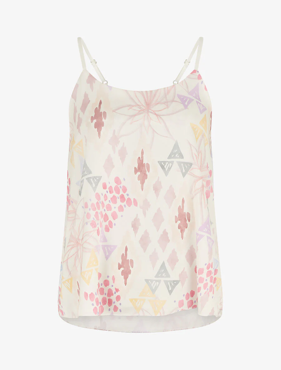 Satijnen hemdje met abstracte print - Roze