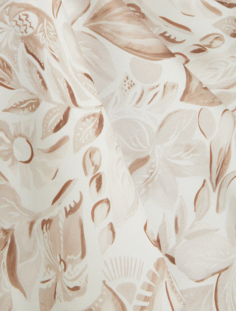 Satijnen hemdje met bladprint - Beige - Image 3