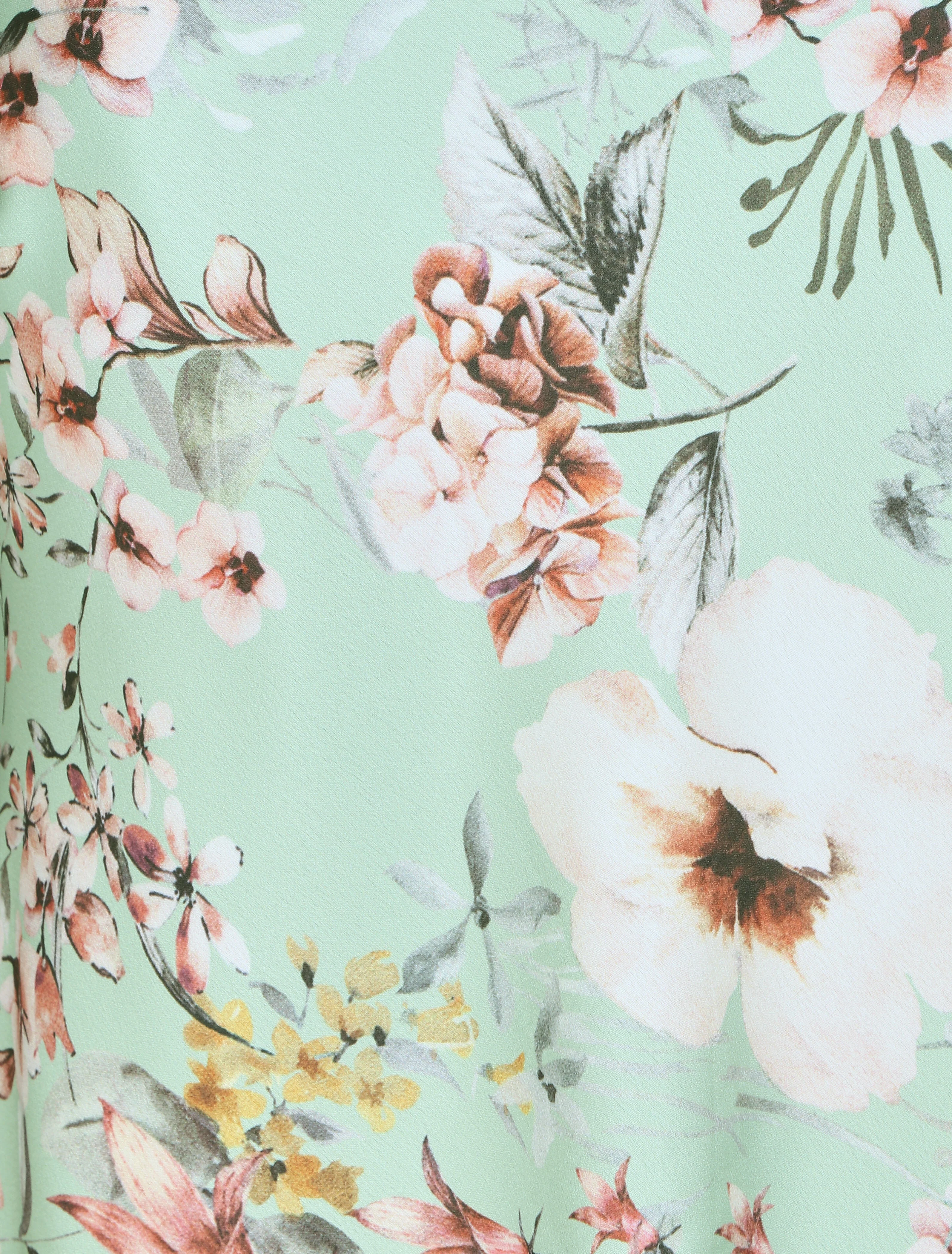 Satijnen hemdje met bloemenprint - Watergroen - Image 3