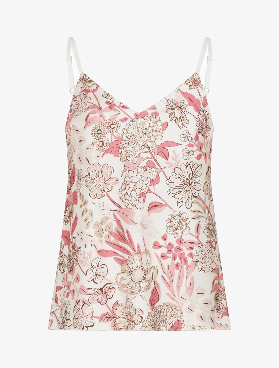 Satijnen hemdje met bloemenprint - Roze