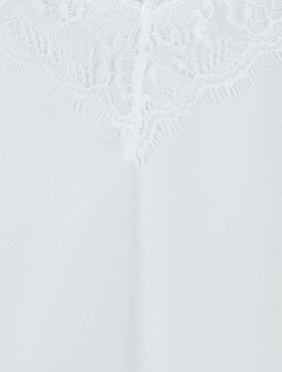 Satijnen kanten hemdje - wit - Image 3