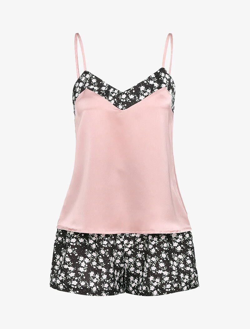Satijnen set met madeliefjesprint - roze - Image 3