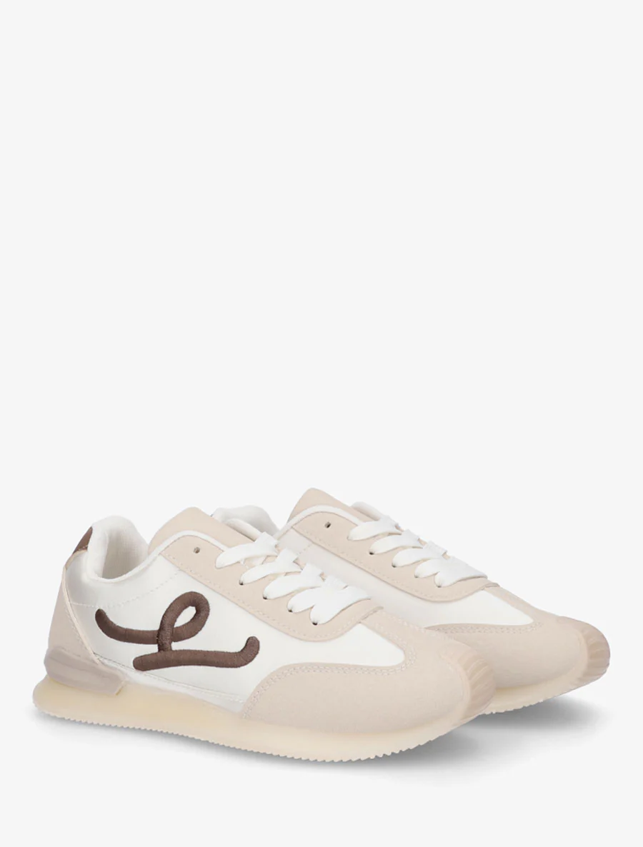 Satijnen sneakers met fantasieborduurwerk - Beige - Image 4