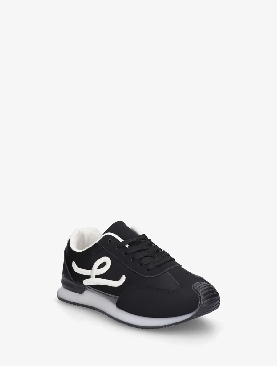 Satijnen sneakers met fantasieborduurwerk - Zwart - Image 2