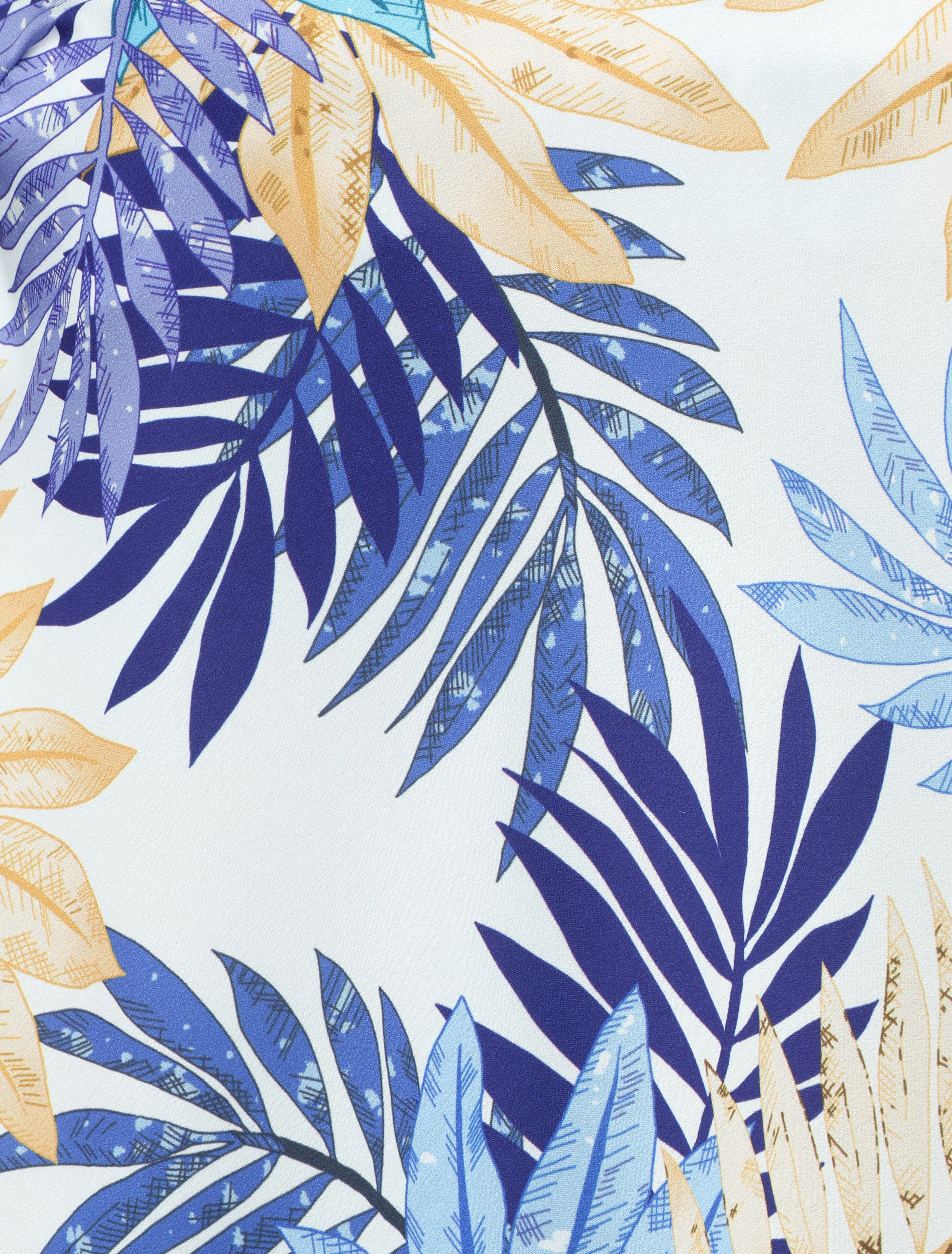 Satijnen tanktop met bladenprint - Marineblauw - Image 3