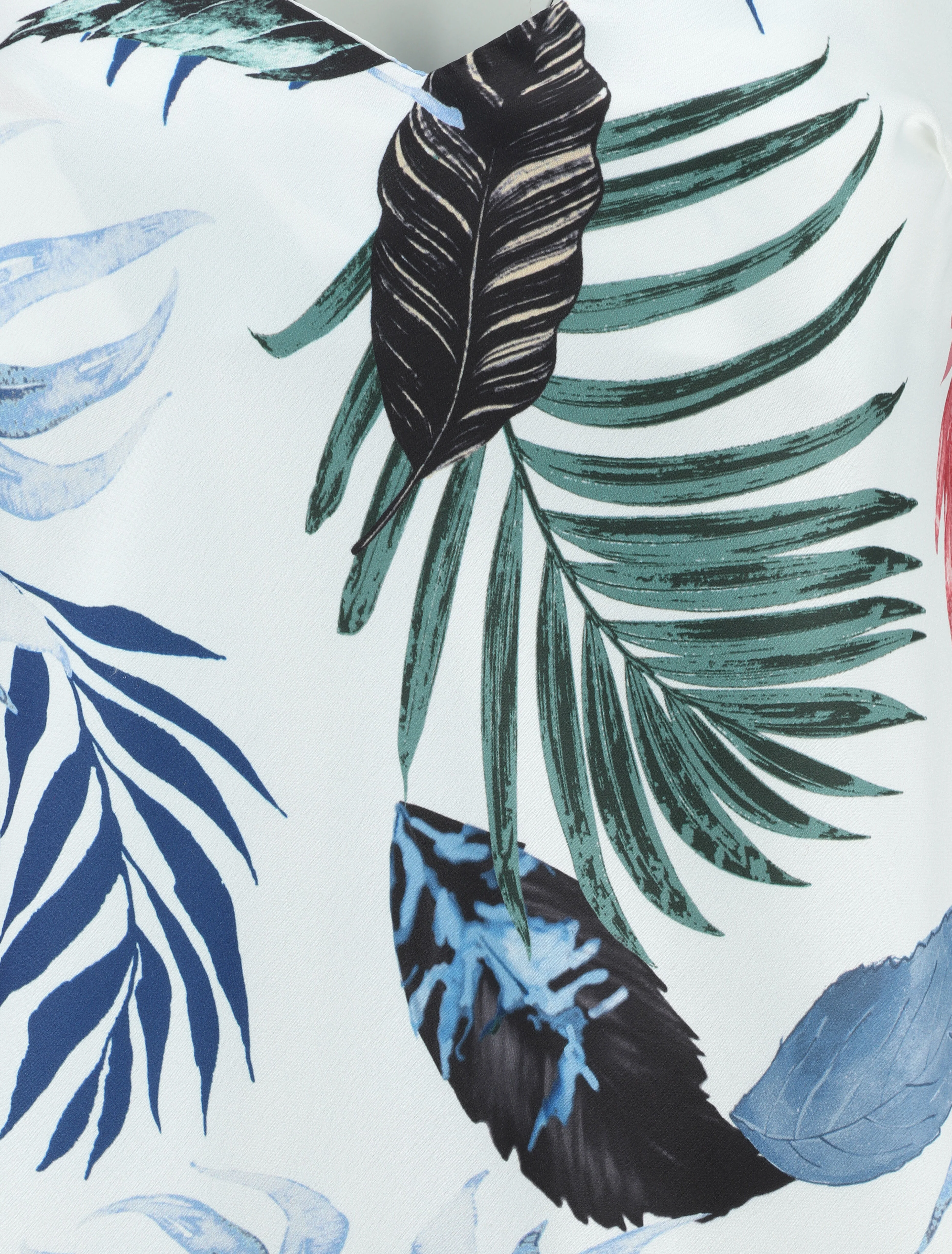 Satijnen tanktop met bladenprint - Lichtblauw - Image 3