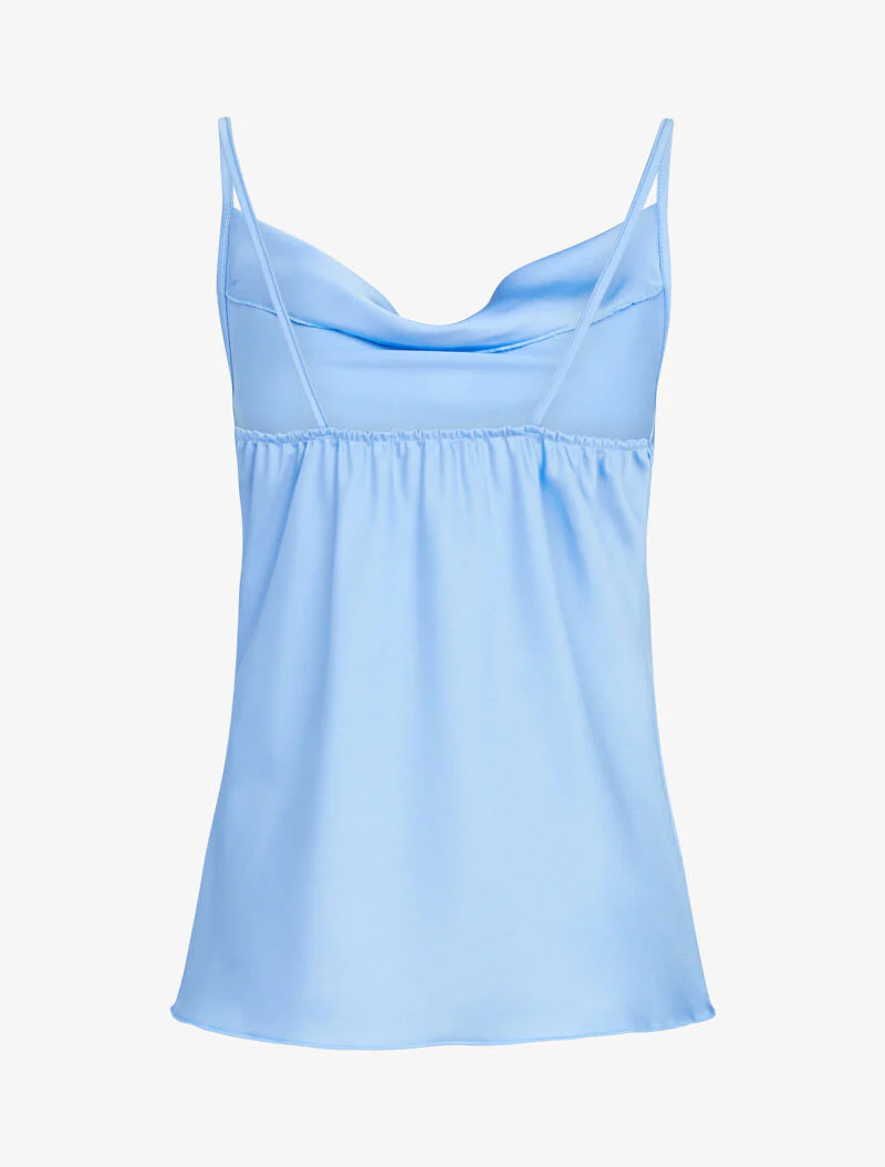 Satijnen tanktop met watervalhals - hemelsblauw - Image 2