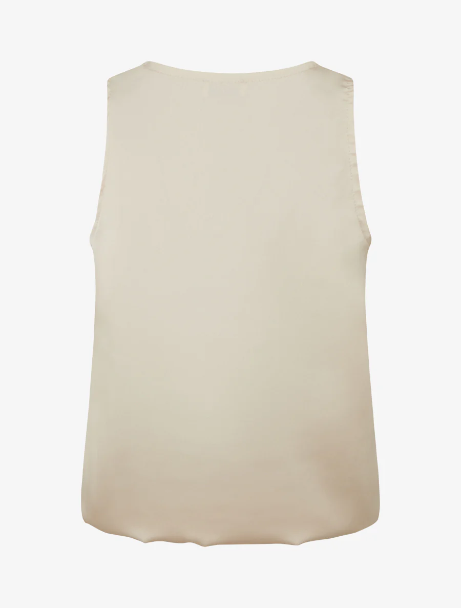 Satijnen top in bolvormige snit - Beige - Image 2