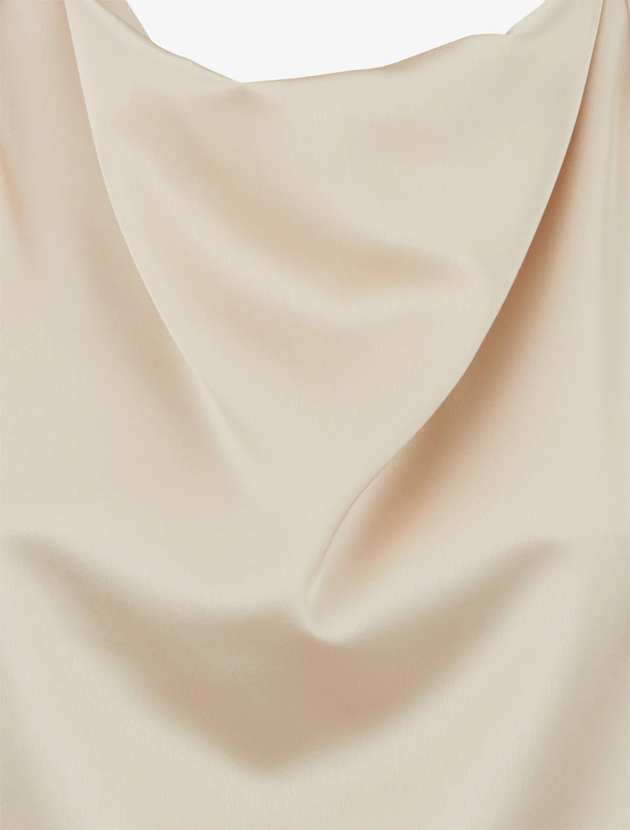 Satijnen top in bolvormige snit - Beige - Image 3