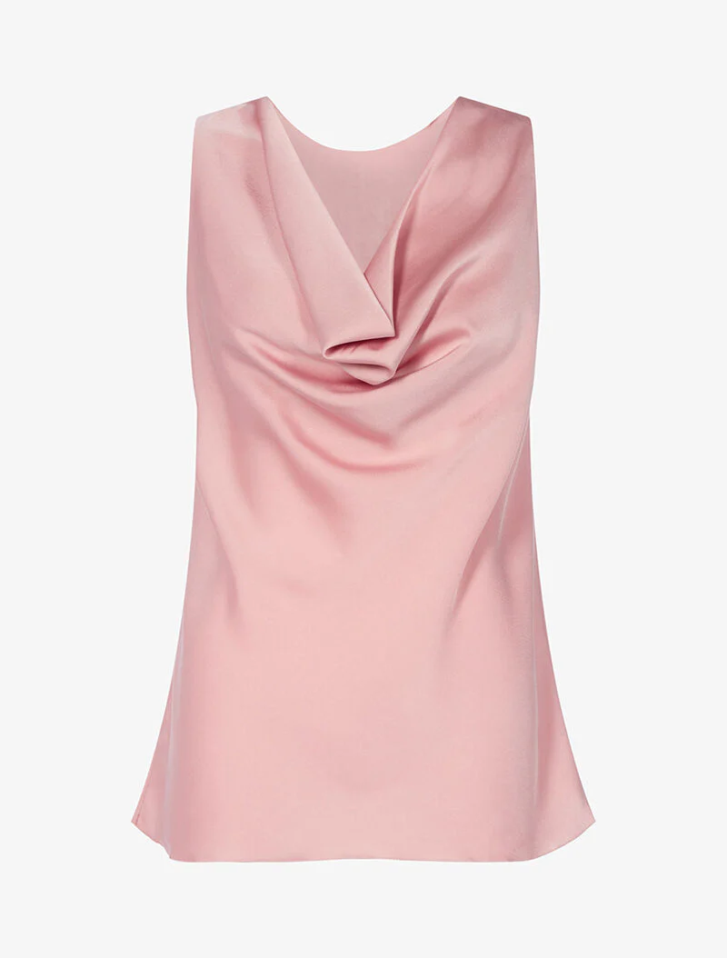 Satijnen top met boothals - roze