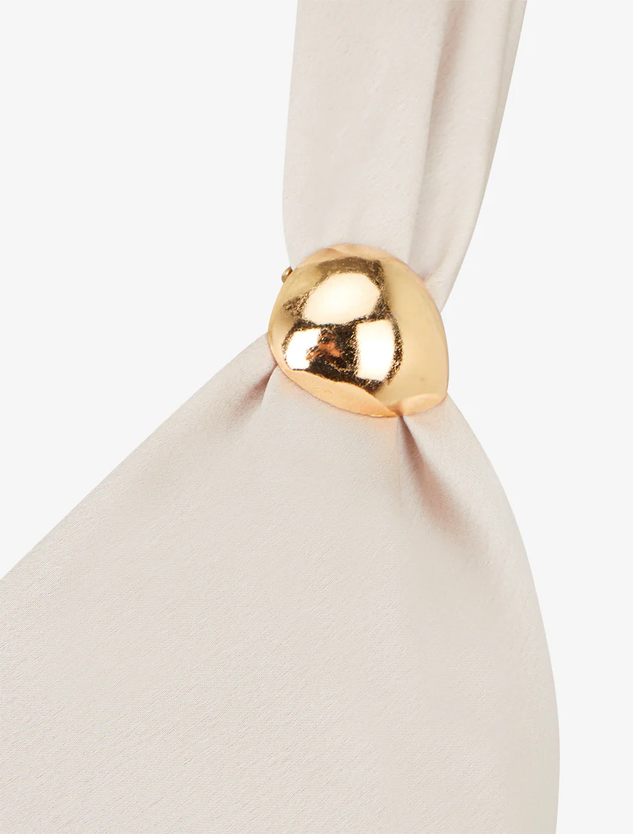 Satijnen top met sieraden inzetstuk - Beige - Image 3