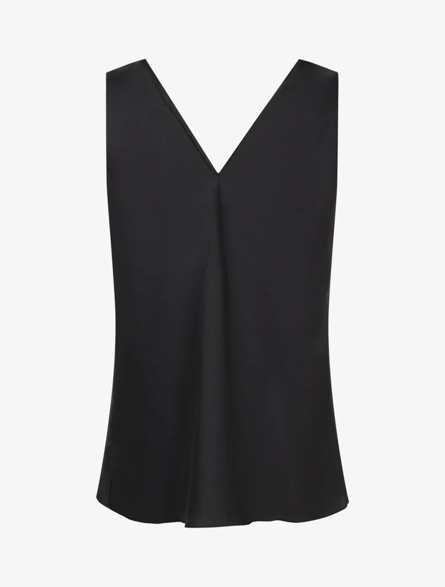 Satijnen top met sieraden inzetstuk - Zwart - Image 2