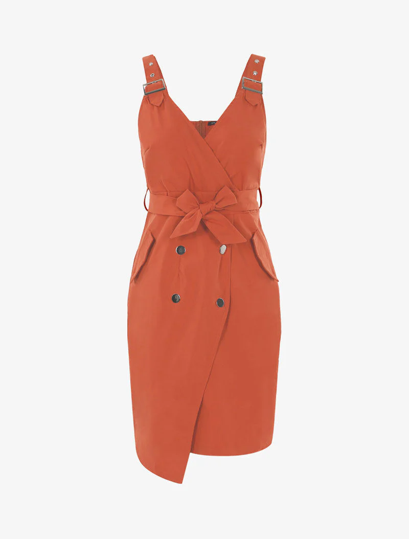 Jurk met decoratieve knopen - oranje