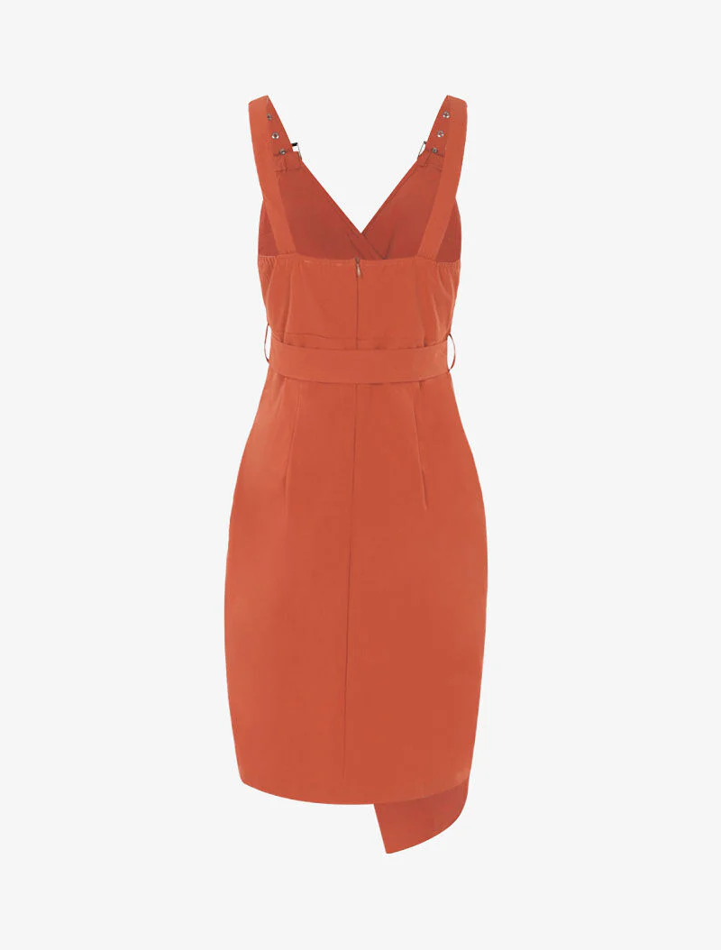 Jurk met decoratieve knopen - oranje - Image 2