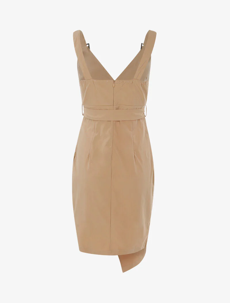 Jurk met decoratieve knopen - beige - Image 2
