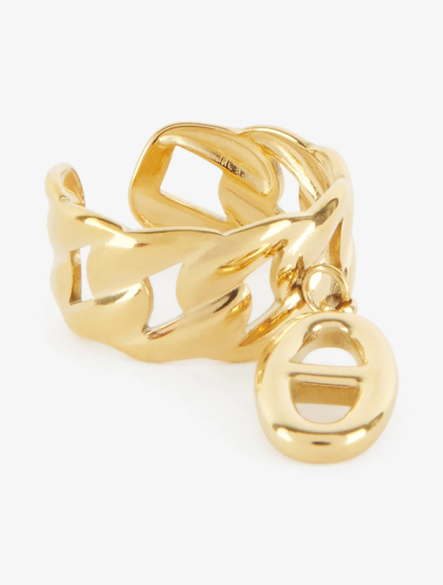 Schakelring met hanger in ankerschakels. - Goud - Image 2
