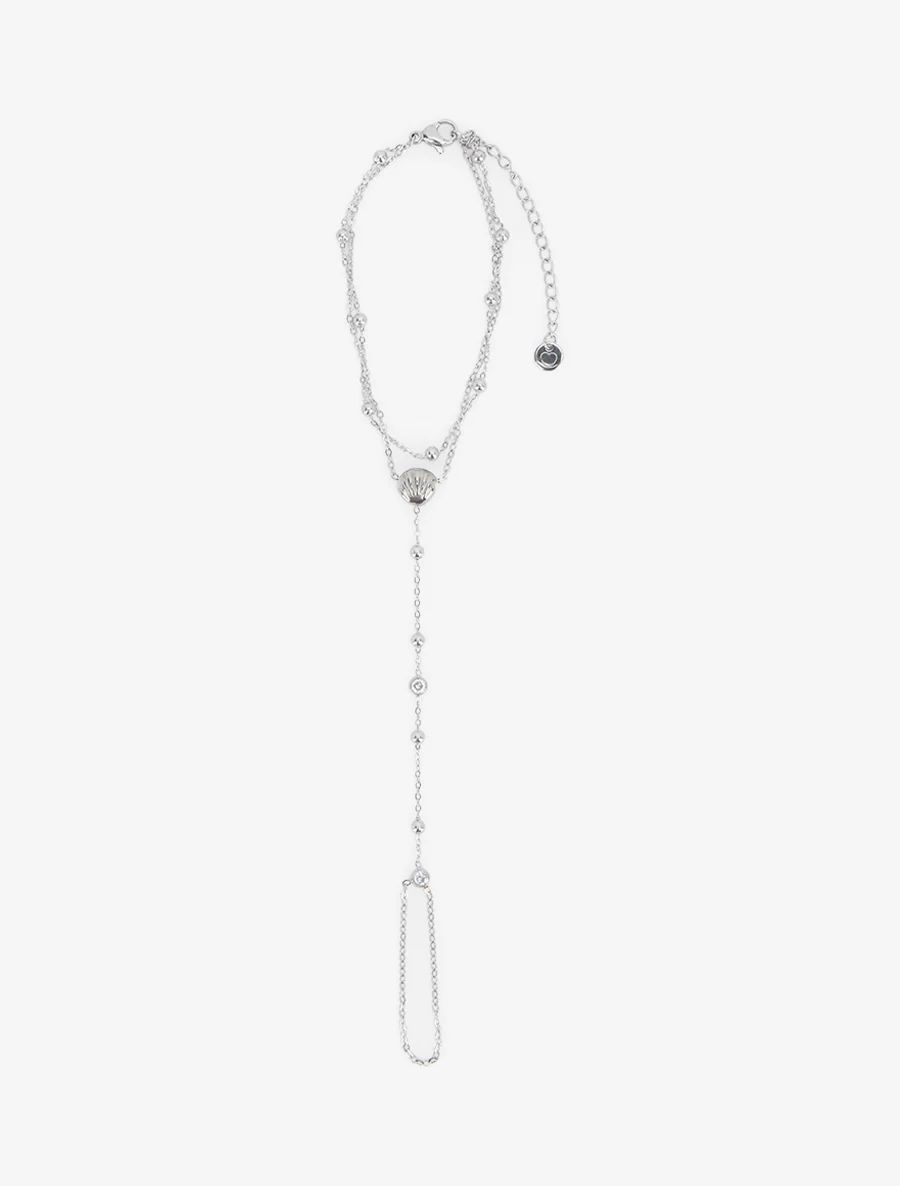 Schelp en witte zirkonia handketting - Geld - Image 2