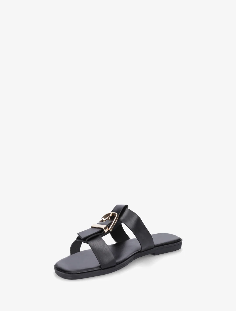 Schoenen met open teen van imitatieleer met decoratieve gesp - Zwart - Image 3