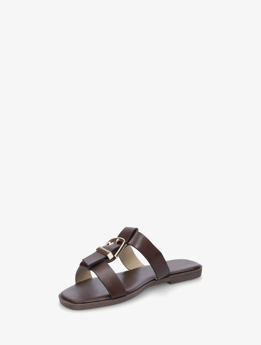 Schoenen met open teen van imitatieleer met decoratieve gesp - Bruin - Image 3