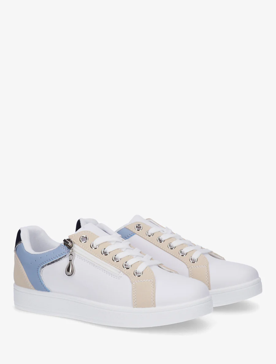 Schoenen van imitatieleer met decoratieve rits. - Lichtblauw - Image 4