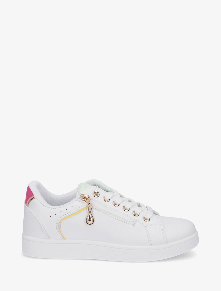 Schoenen van imitatieleer met decoratieve rits. - Wit