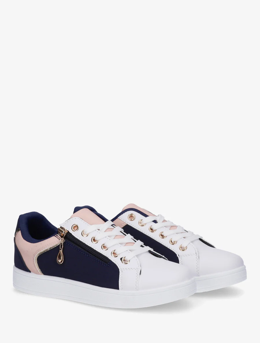 Schoenen van imitatieleer met decoratieve rits. - Marine - Image 4