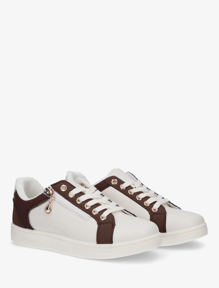 Schoenen van imitatieleer met decoratieve rits. - Beige/bruin - Image 4