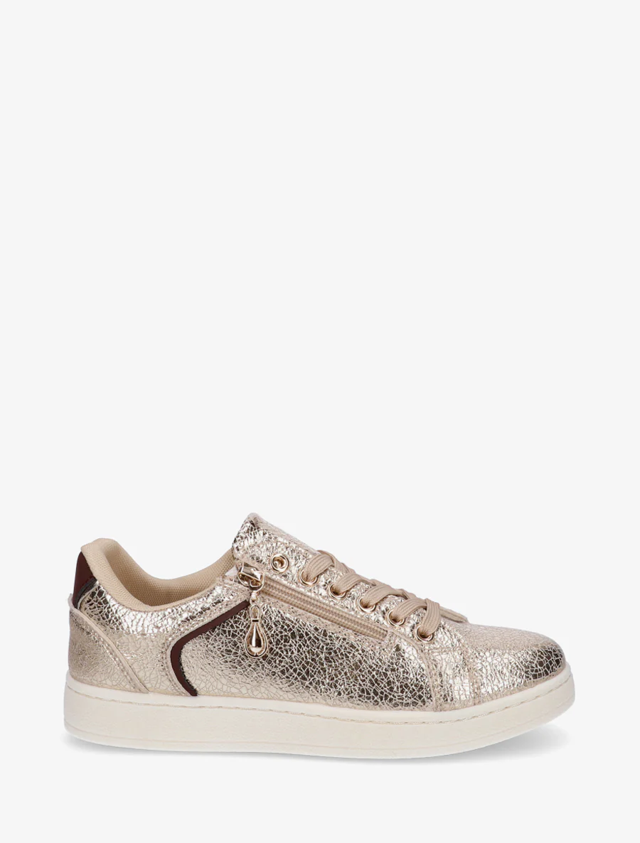 Schoenen van imitatieleer met decoratieve rits. - Goud