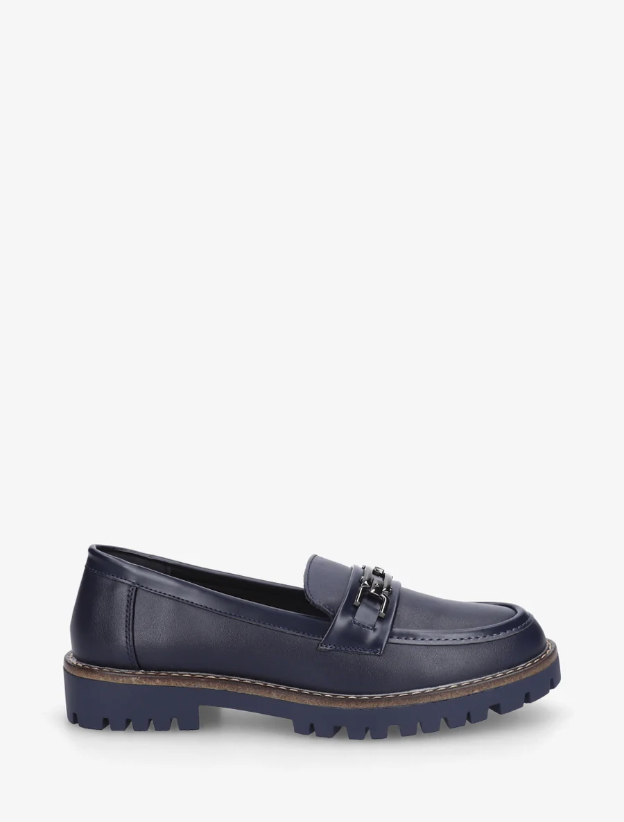 Schoenen van imitatieleer met metalen gesp. - Marine