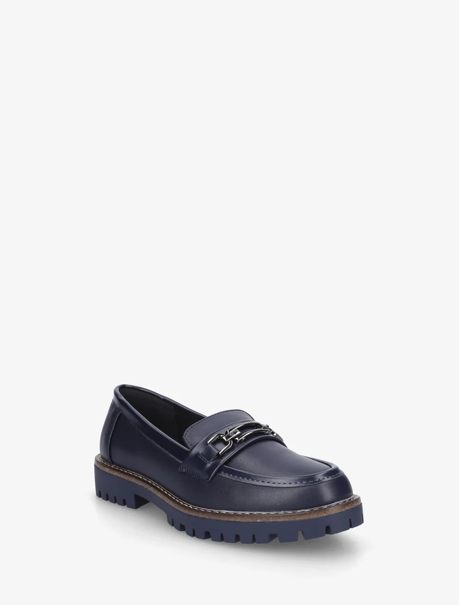 Schoenen van imitatieleer met metalen gesp. - Marine - Image 2