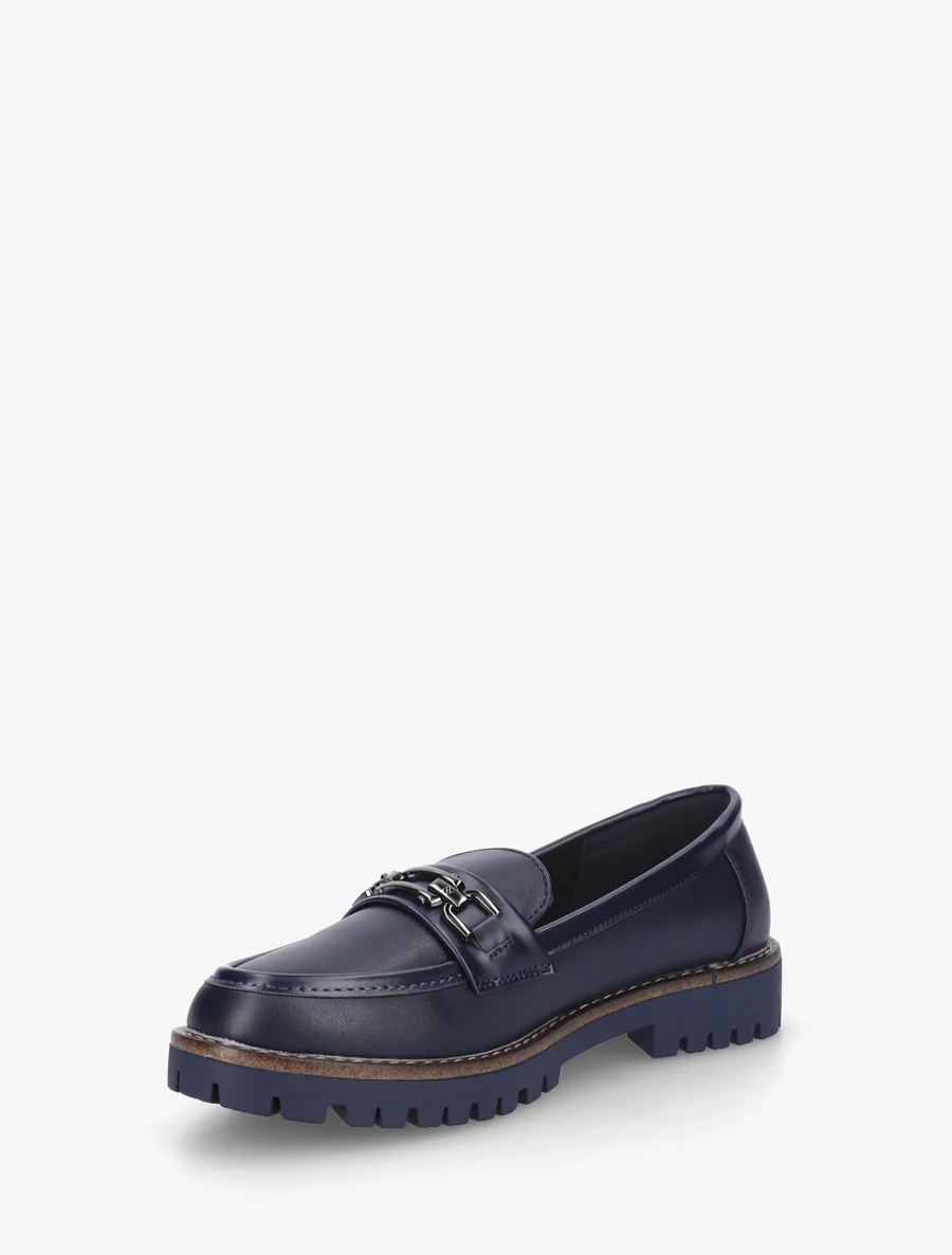 Schoenen van imitatieleer met metalen gesp. - Marine - Image 3