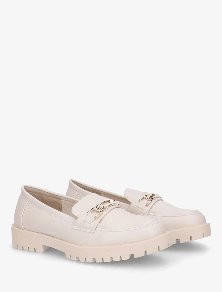 Schoenen van imitatieleer met metalen gesp. - Beige - Image 4