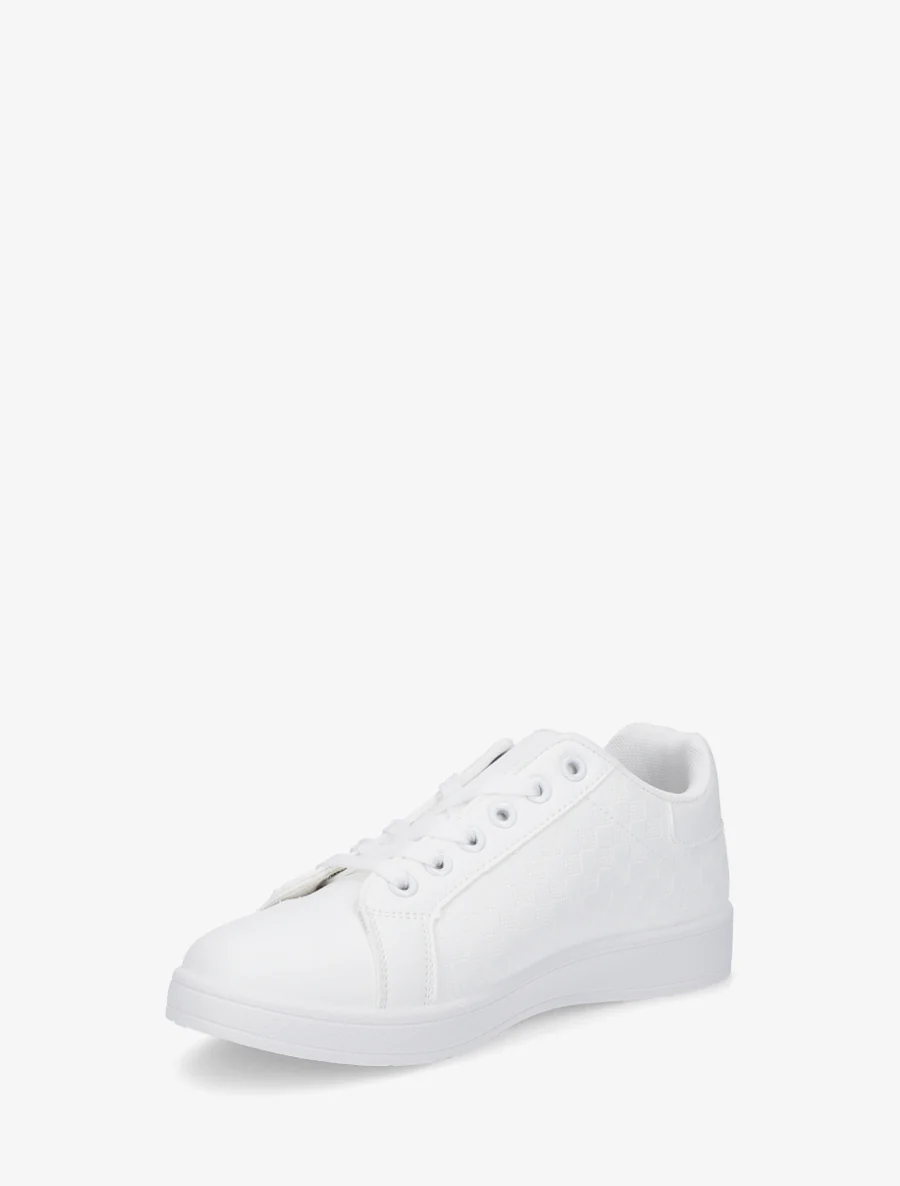 Schoenen van imitatieleer met ruitjesmotief - Wit - Image 3