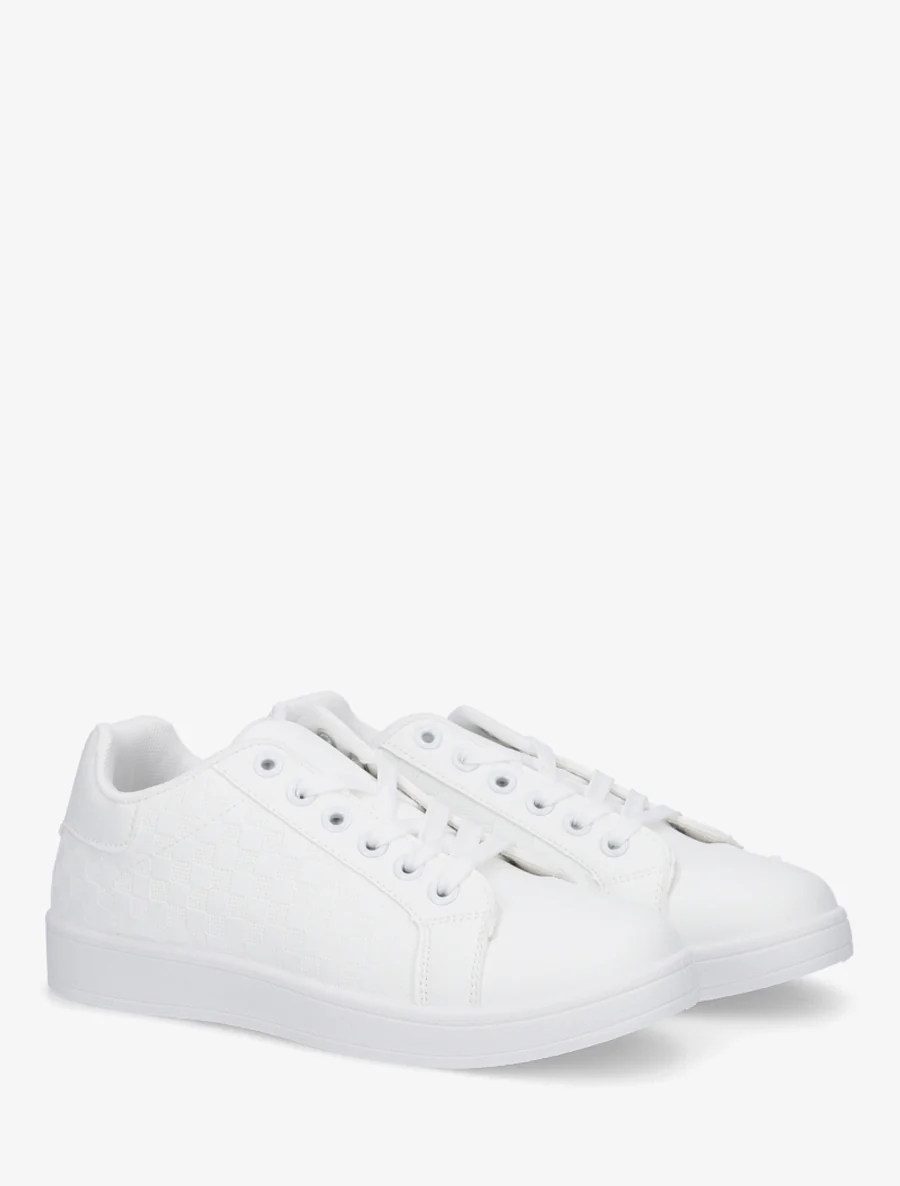 Schoenen van imitatieleer met ruitjesmotief - Wit - Image 4