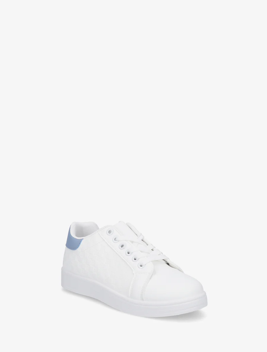 Schoenen van imitatieleer met ruitjesmotief - Lichtblauw - Image 2