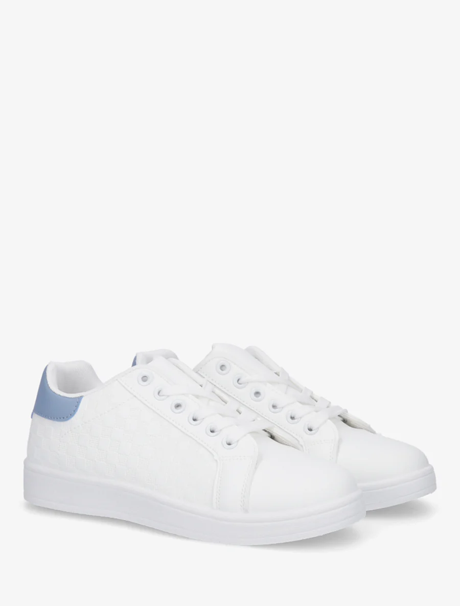 Schoenen van imitatieleer met ruitjesmotief - Lichtblauw - Image 4