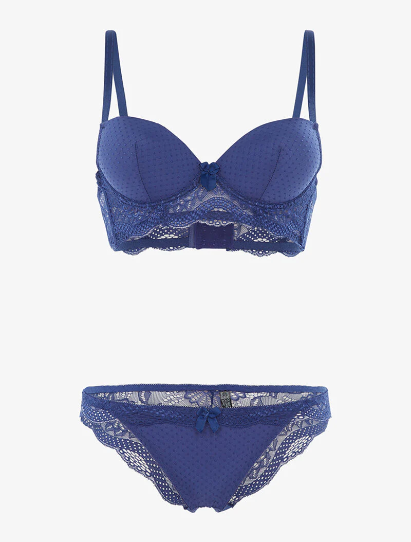 Bustier beha set - elektrisch blauw