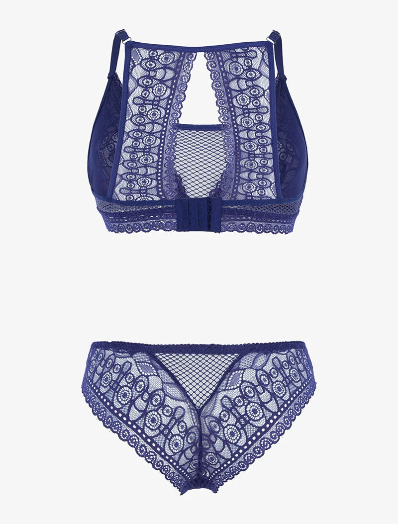 Set van grafische kanten bralette - blauw/paars - blauw paars - Image 2