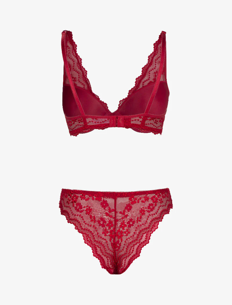 Set push-up bh in bloemenkant - rood - Image 2