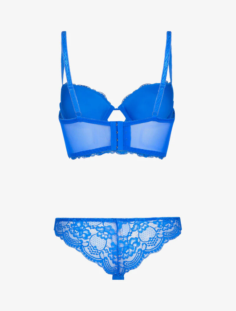 Buste set in bloemenkant - elektrisch blauw - Image 2