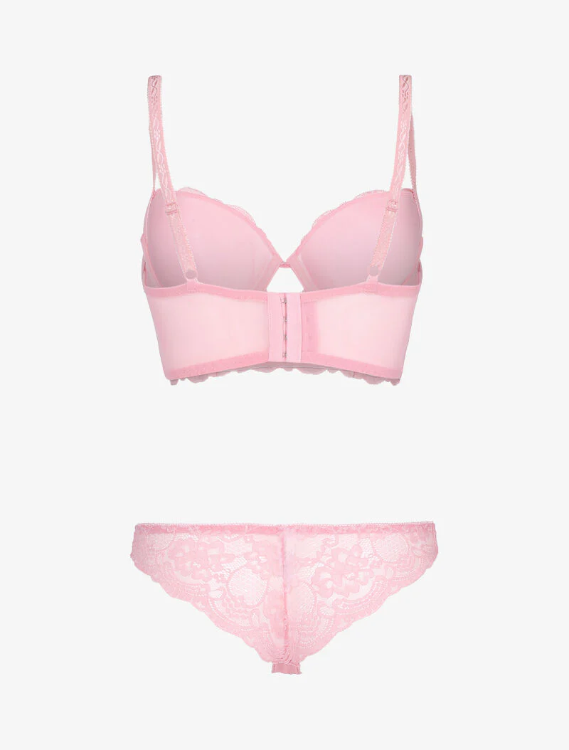 Buste set in bloemenkant - roze - Image 2