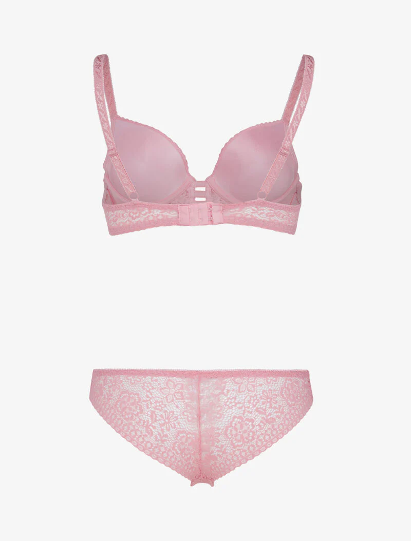 Buste set in kant met elastische details - roze - Image 2