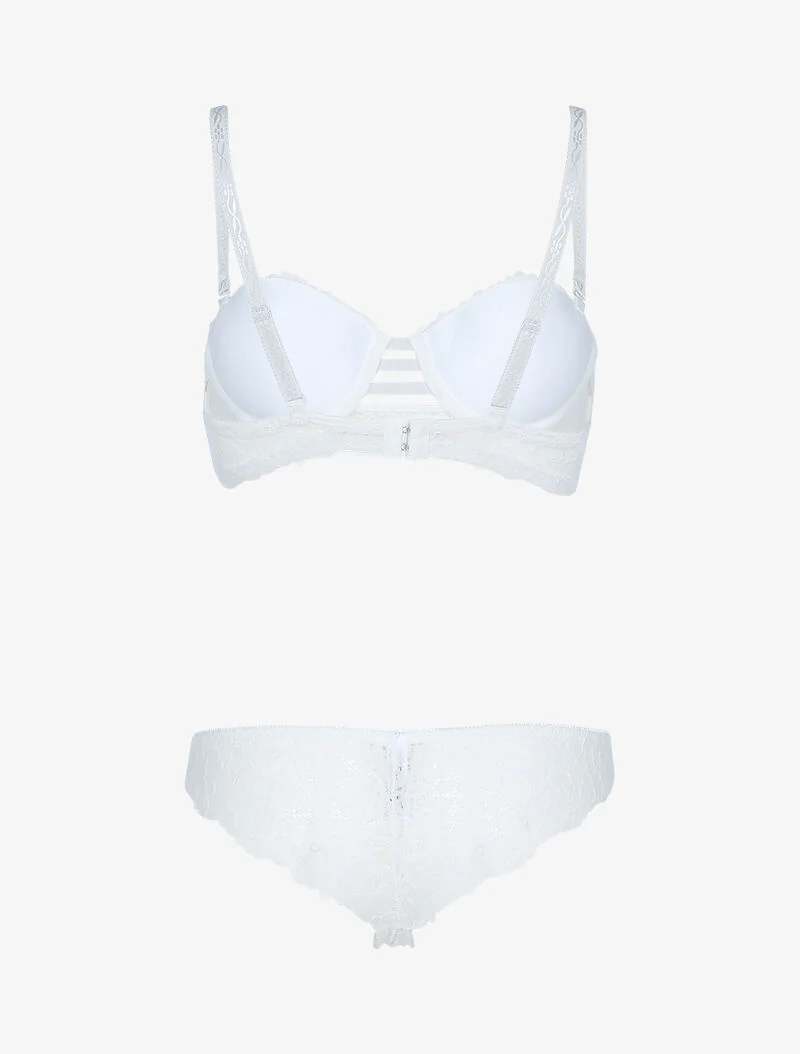 Bustier set met geschulpte kant en bandjes - ecru - ecru - Image 2