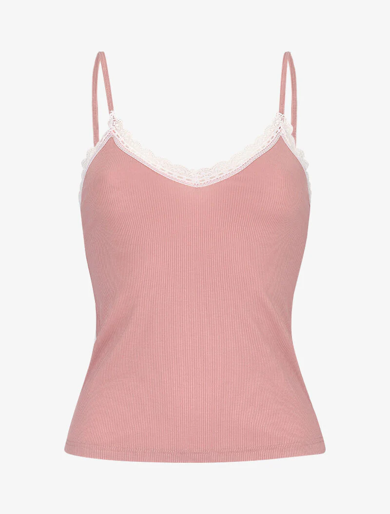 Geribbelde cami en short set - roze - Image 7
