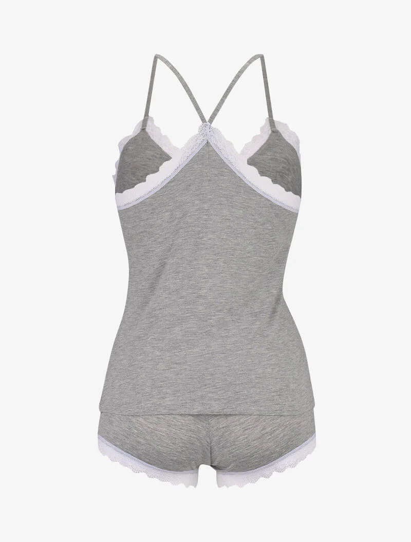 Set van racerback hemdje en shorty - gemêleerd grijs - Image 2