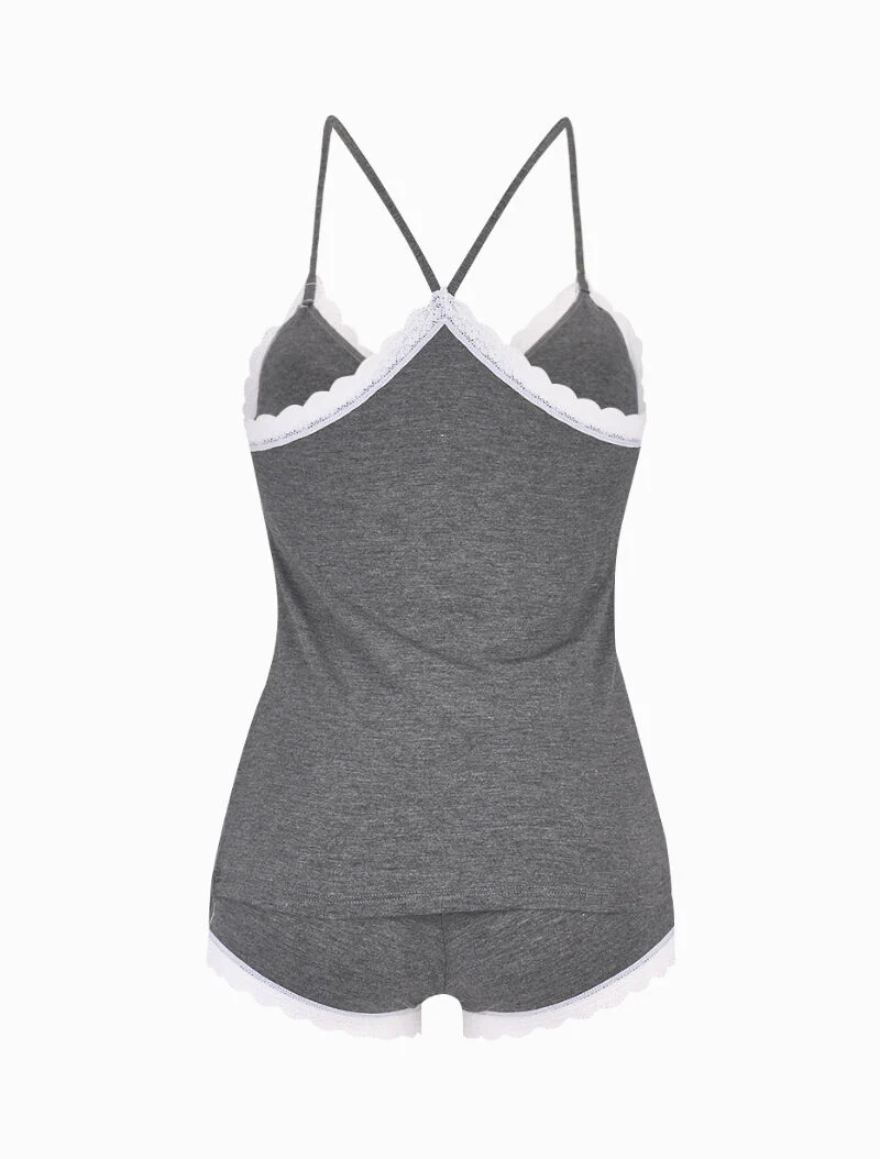 Racerback cami set en shorty - donkergrijs - Image 2