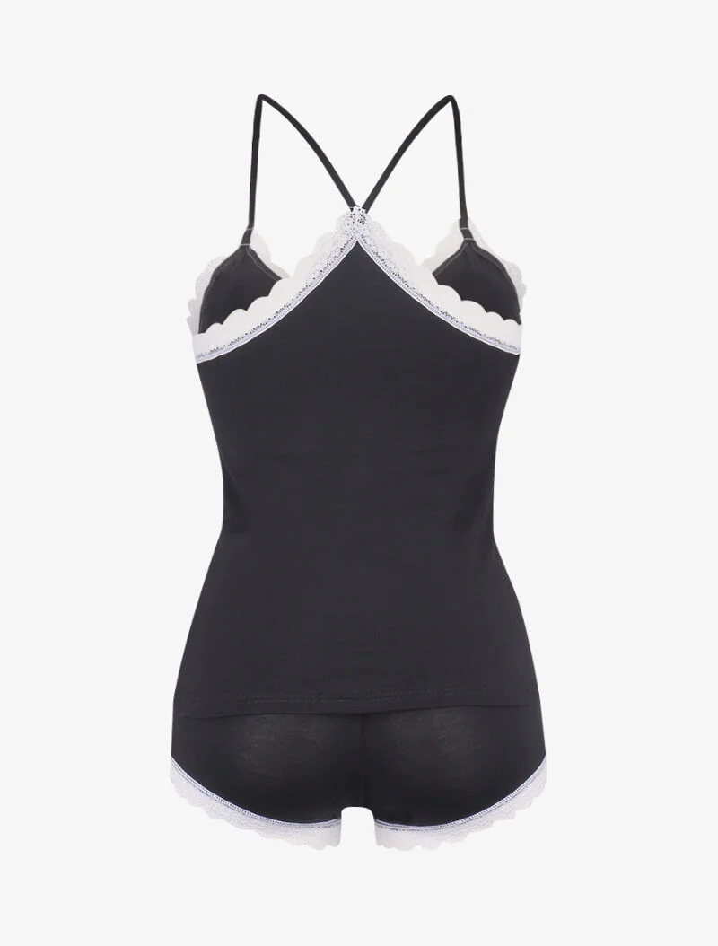 Racerback cami set en shorty - zwart - Image 2