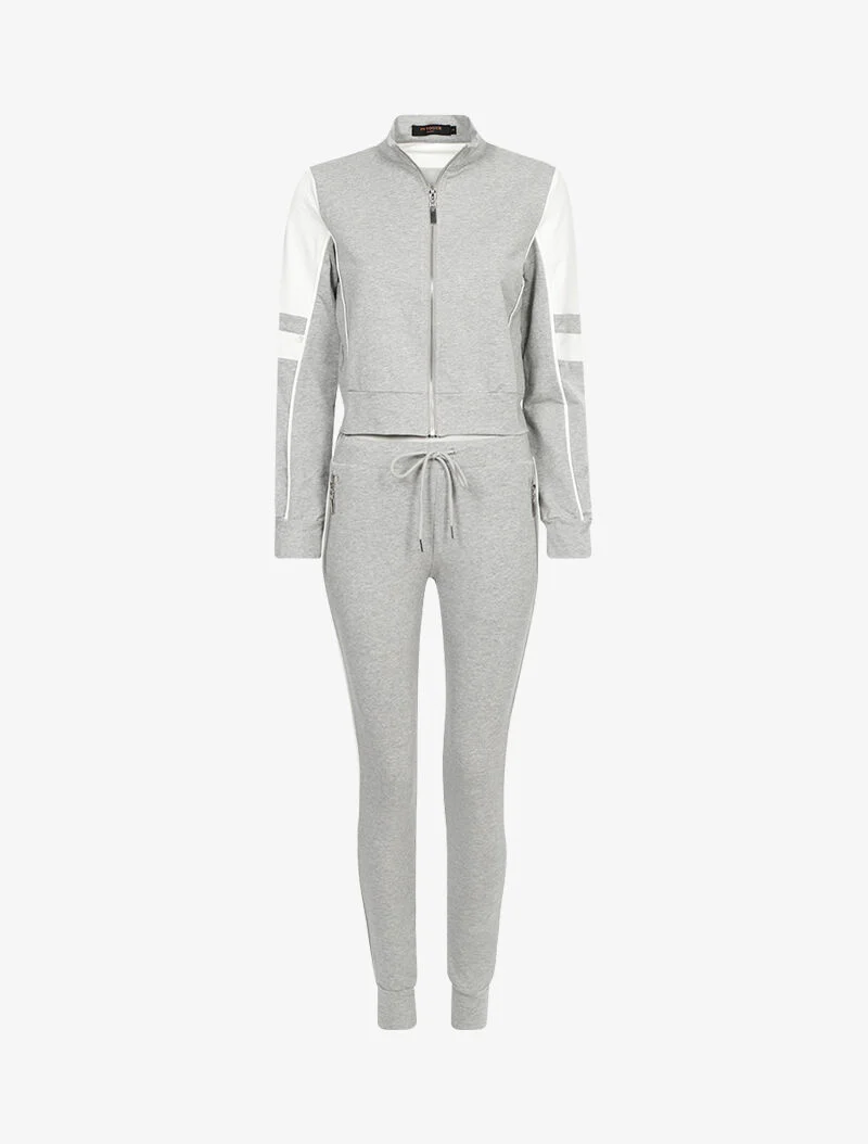 Cropped sweat en jogging set - lichtgrijs