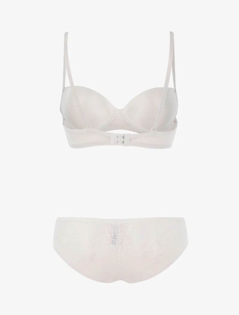 Kantenset met netstof en slip - wit - Image 2