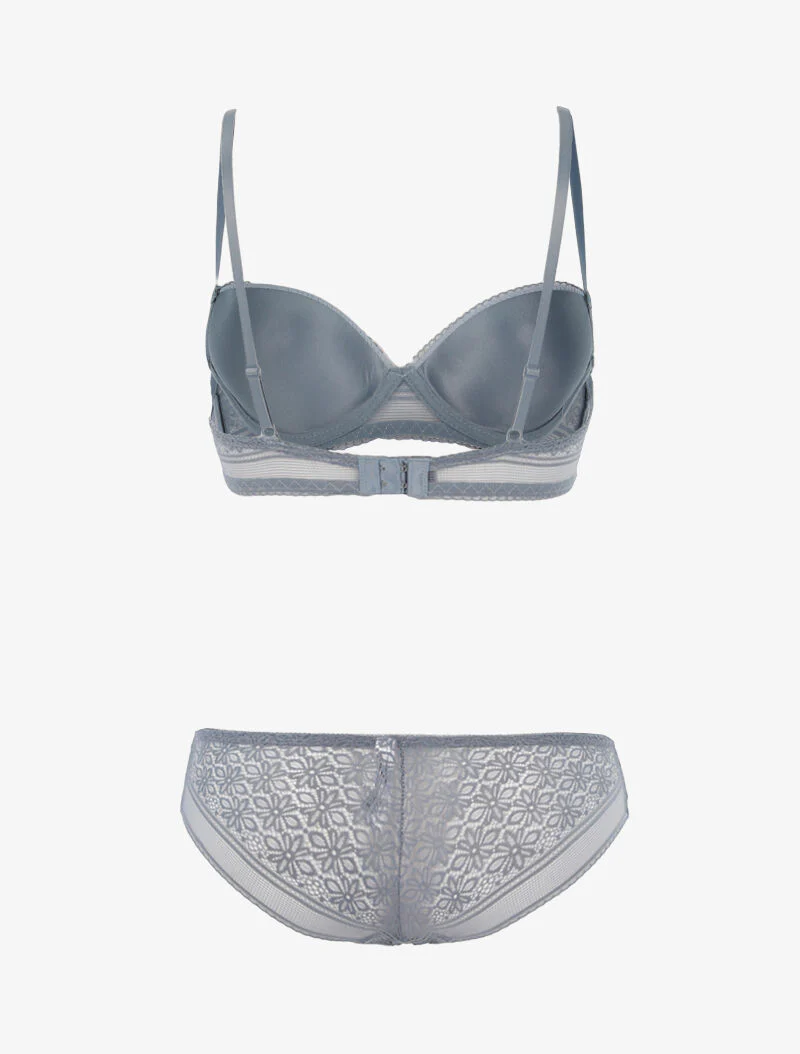 Kantenset met netstof en slip - lichtgrijs - Image 2